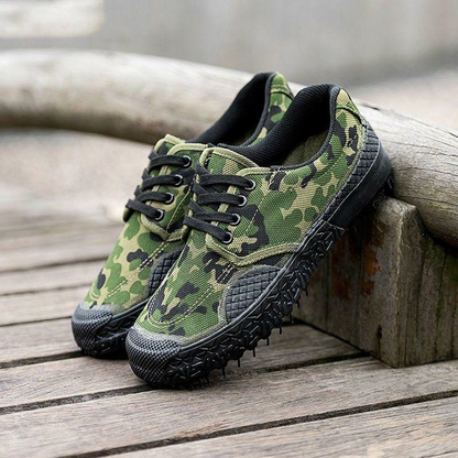 Mens canvas breath Work Slip Resistant Military Farm camo Shoes lace up training