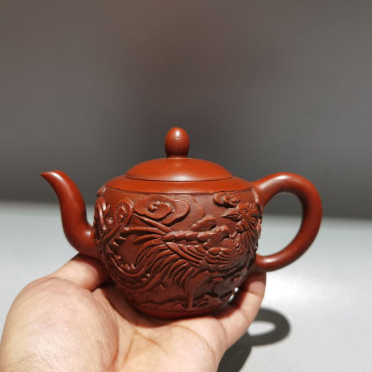vintage chinese yixing purple clay teapot zisha ceramics carve exquisite tea set