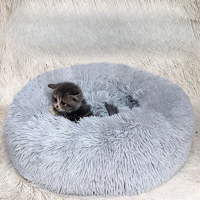 Cat Pet Beds Plush Round Kennel Dog Beddings Winter Warm Soft Mat Supply 40-50cm