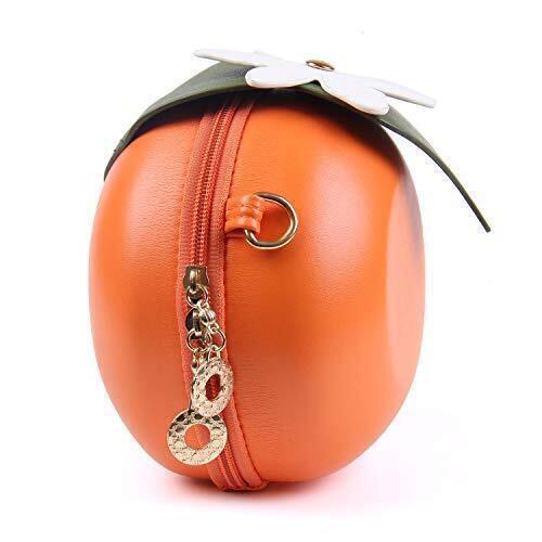 Women Girl Crossbody Bag Fashion PU Leather Fruit 3D Novelty Animal Orange