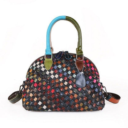 Polyester Retro Hand Woven Shell Bag Shoulder Purse Luxury Handbags 27*14*22 CM
