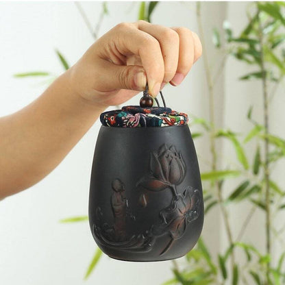 Black Ceramic Tea Ceramic Set And Canisters|Tea accessories