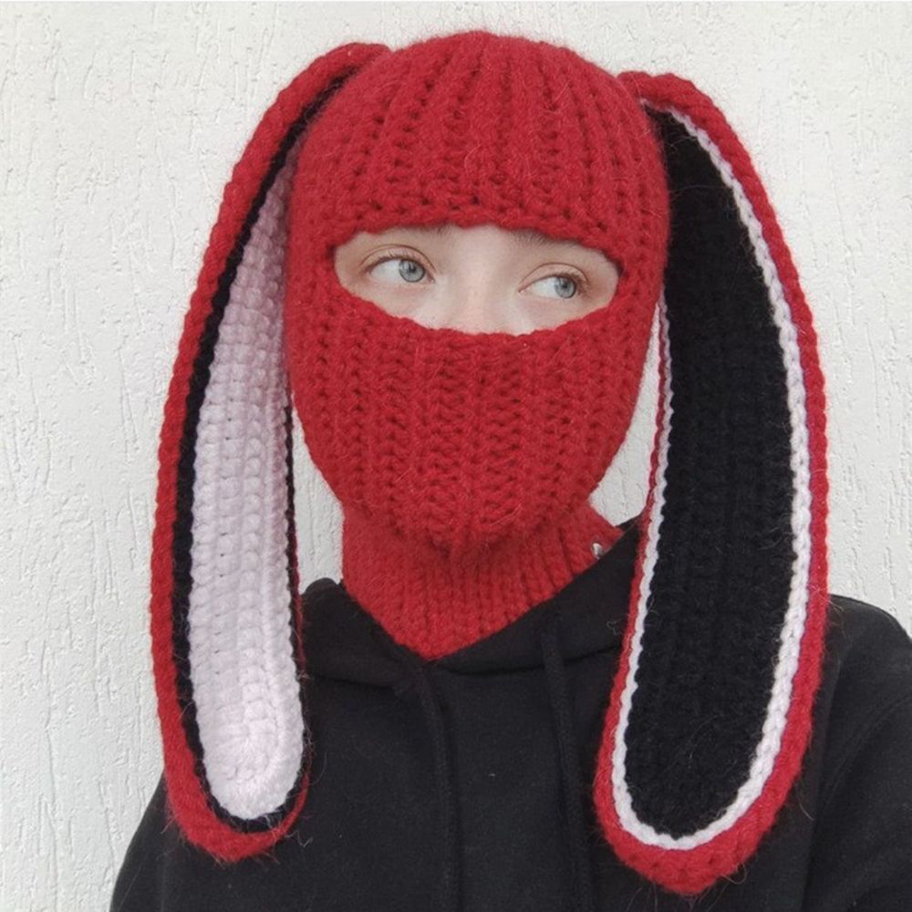 Bunny Hat Knitted Warm Wool Sleeve Cap Party Hat Ski Mask
