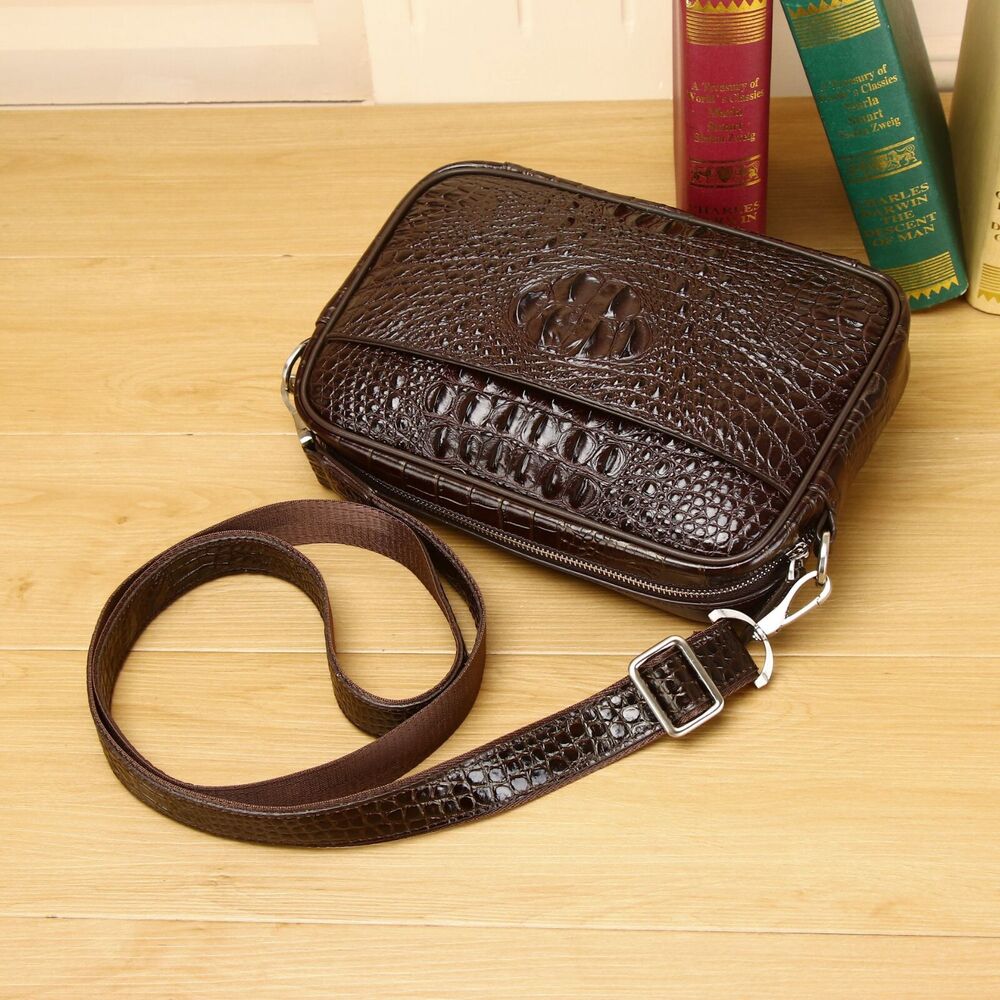 100% Real Leather Shoulder Bag, Designer Crocodile Crossbody Bag Sling Bags