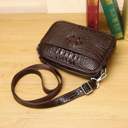 100% Real Leather Shoulder Bag, Designer Crocodile Crossbody Bag Sling Bags