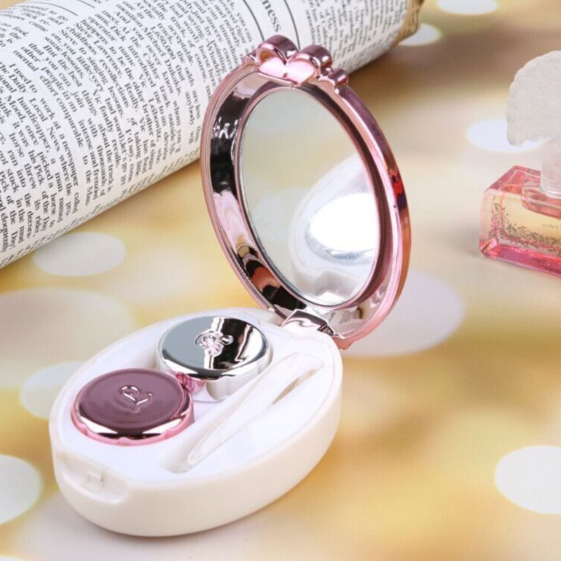 Contact Lens Case Classic Round Portable Storage Box 8x5.5x2.5cm Acrylic Plastic