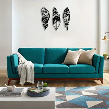 3pcs, Modern Feather Metal Wall Art - Stunning Home Decor for Room