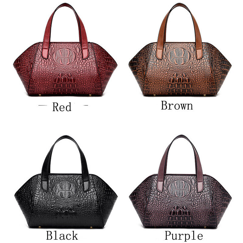 Women's Leather Crocodile Handbags Satchel Tote Sling Shoulder Bag Crossbody Bag
