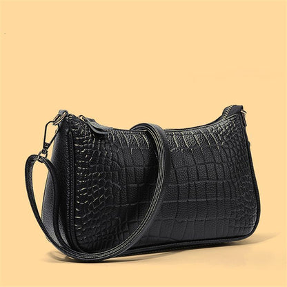 Genuine Leather Bag Fashion Cowhide Pattern Zipper Shoulder Messenger Handbags