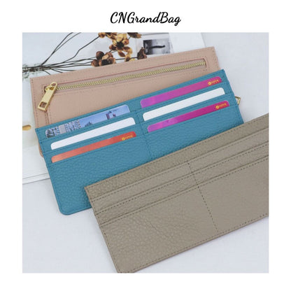 Genuine Leather Card Wallet Flat Purse Ultra Thin Leather Long Wallet 9*20 CM