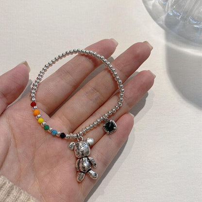 Collar De Plata Esterlina 925 Pulsera De Tendencia Cadena Con Diseño De Oso Joya
