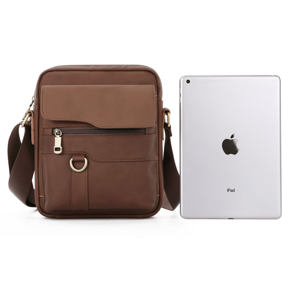100% Genuine Leather Men's Sling Shoulder Bag Messenger Bag 8" Handbag Crossbody