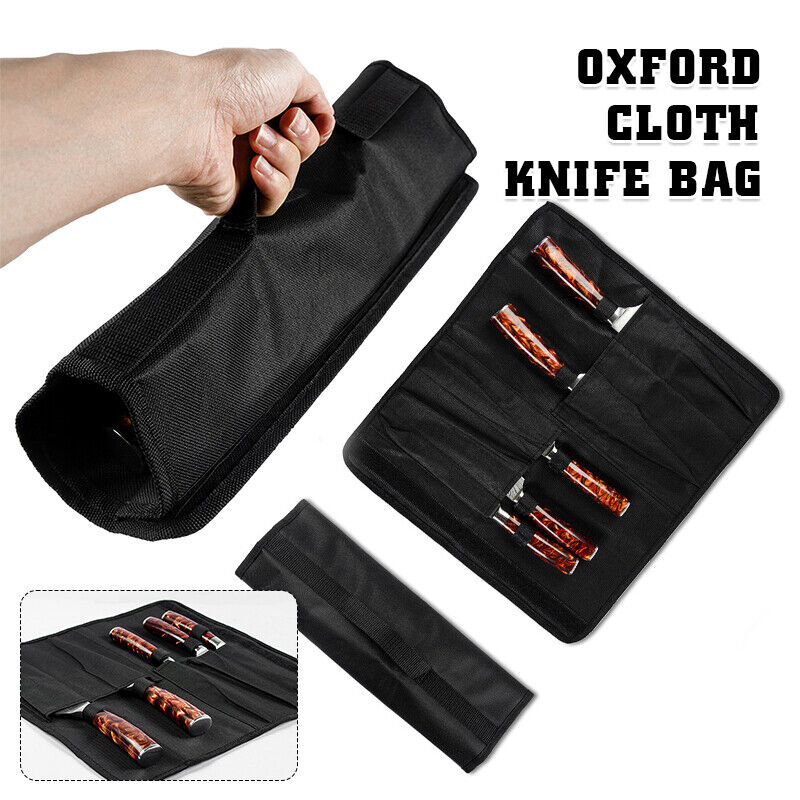 Chefs 5pcs Knife Storage Bag Black Oxford Knives Organizer Storage Roll Bags US