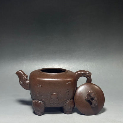 vintage chinese yixing purple clay teapot zisha ceremony carving Collectible art