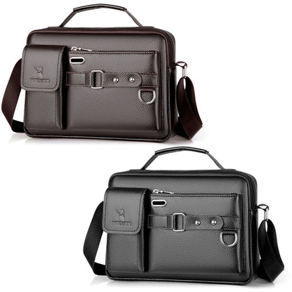 Men's PU Leather Briefcase Shoulder Messenger Bag Crossbody Handbag Satchel Bag