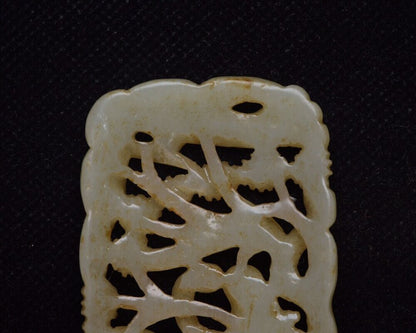 Chinese Hetian Jade Carved Deer Crane Statue Unique Wonderful Artwork Collection