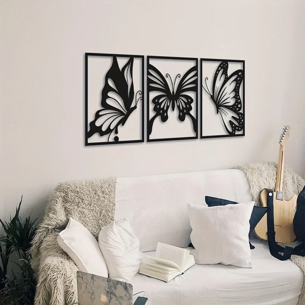 3pcs Butterfly Metal Wall Decor Butterfly Metal Wall Art Hanging Wall Deco