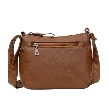 Women's Leather Organizer Purse Shoulder Bag Multiple Pockets Crossbody Handbag
