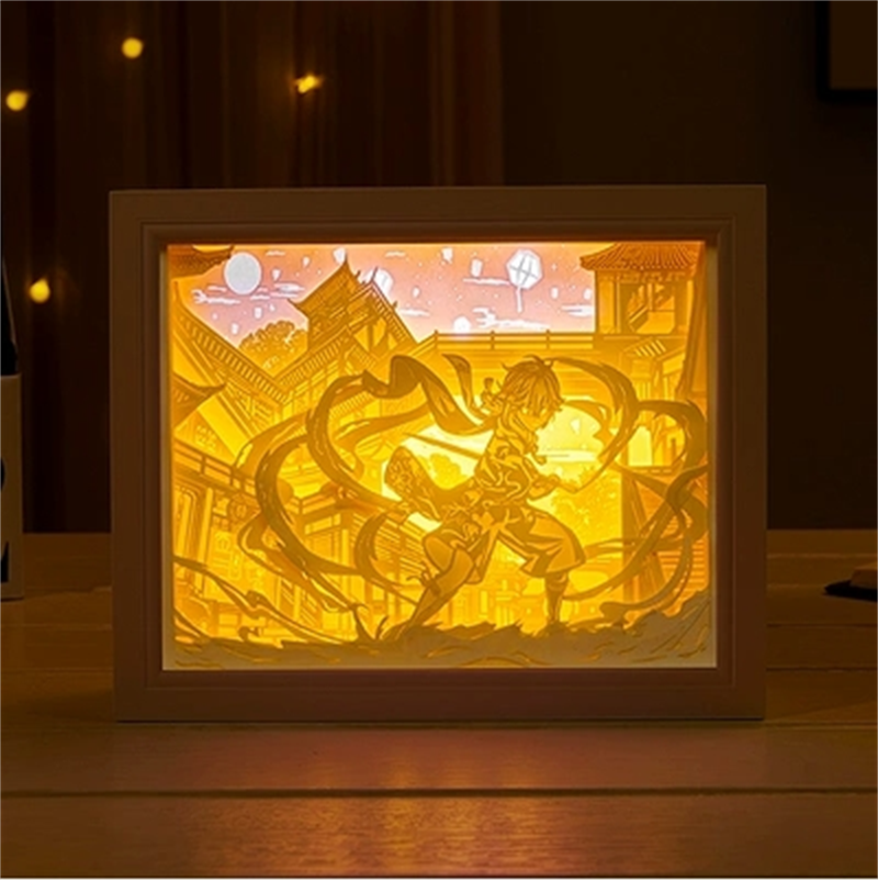 New Genshin Impact Hutao GanYu Paper Carving Lamp Touch Control Rechargeable