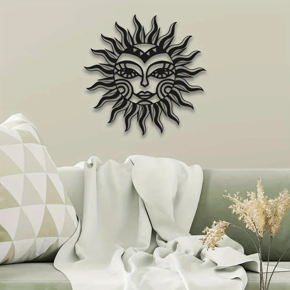 1pc Metal Sun And Moon Wall Decor,Metal Wall Art For Living Room Sculpture