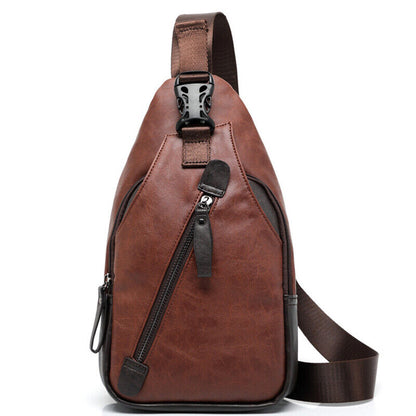 Men's Sling Backpack Faux Leather Crossbody Chest Bags Casual Daypack Sport Bags