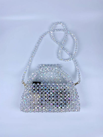 Beaded Knitted Pillow Type Handheld Crossbody Dual Purpose Acrylic Bag