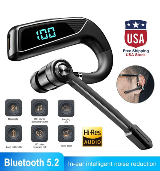 Trucker Wireless Bluetooth 5.2 Earpiece Headset Mic Earbud Noise Cancelling