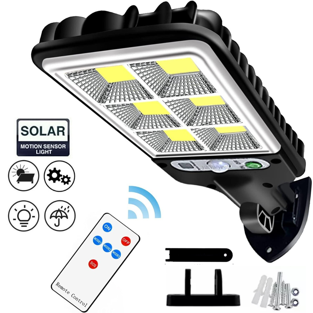 Lampara Solar con Control Remoto Exteriores LED Gran Potencia Sensor Movimiento