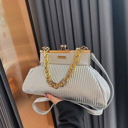 Handbag With Thick Chain Handle Shoulder Bag Women Clutch Purses Crossbody Bag