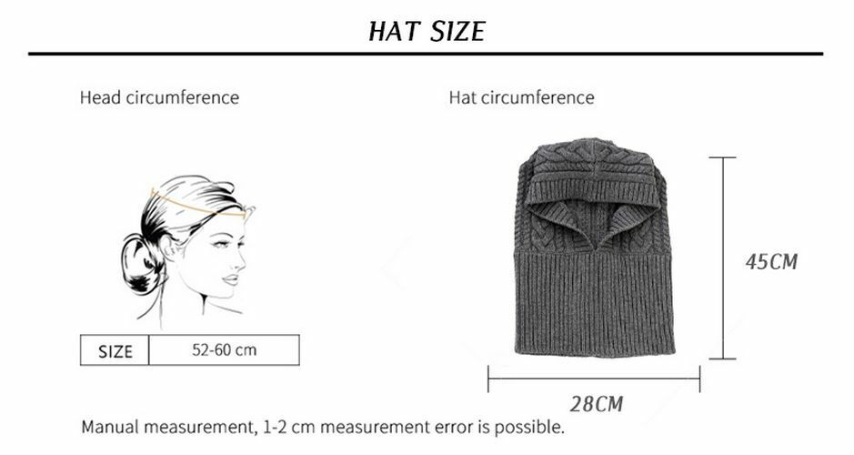 Knitted Hat Casual Warm Hood Snood Thick Neck Collar Neck Face Protect