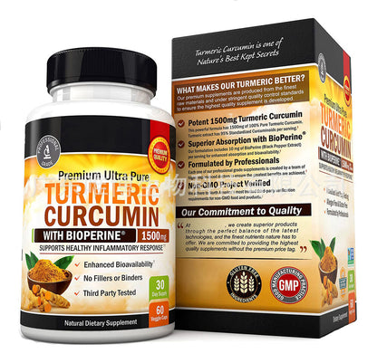 Black Pepper, Joint Pain Maxx Strength Capsules Turmeric Curcumin with Ginger
