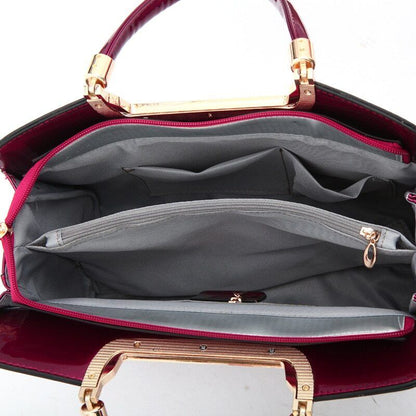 Leather Tote Bag Simple Stone Pattern Women's Handbag