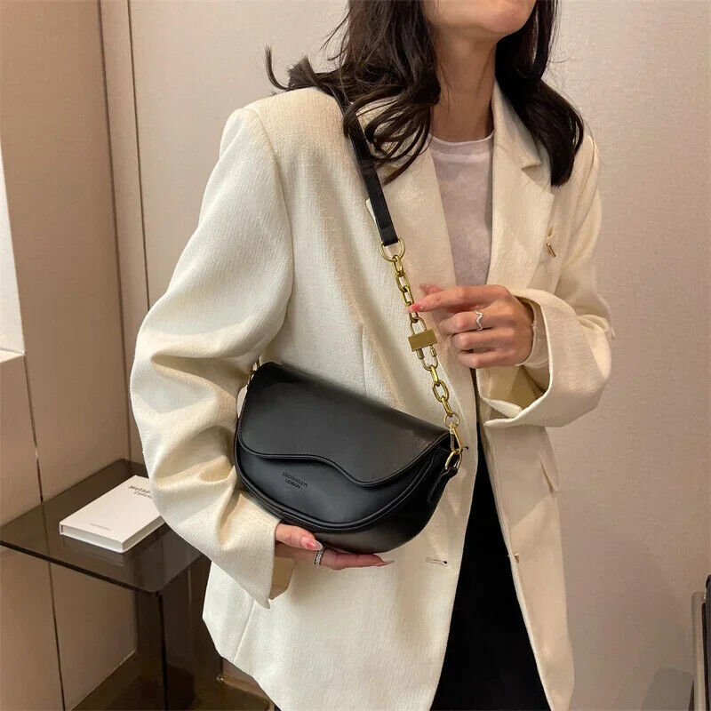 Women's PU Small Shoulder Bag Fashion Simple Underarm Handbag Travel Crossbody