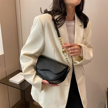 Women's PU Small Shoulder Bag Fashion Simple Underarm Handbag Travel Crossbody