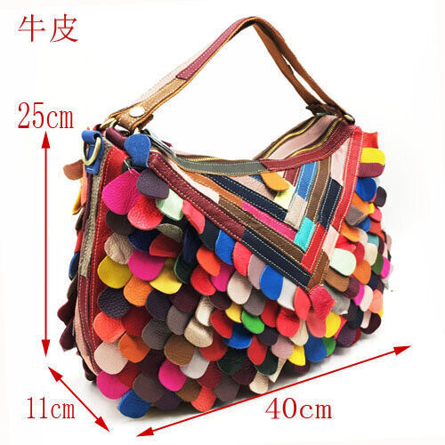 Lady Bag Multi-color Tote Handbag Genuine Cow Leather Fashion Handbags