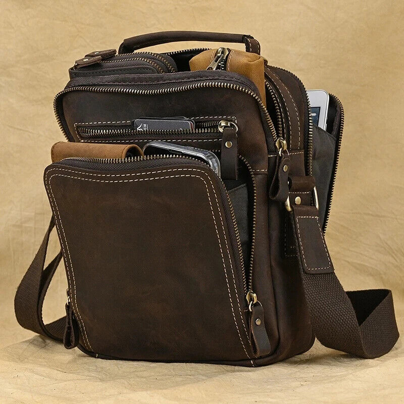 Men's Shoulder Bag Double Pocket Flap Messenger Bag Man Handbag