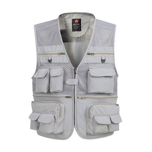 Summer Mesh Vest Men Casual Breathable Multi Pocket Waistcoat Baggy Vest With