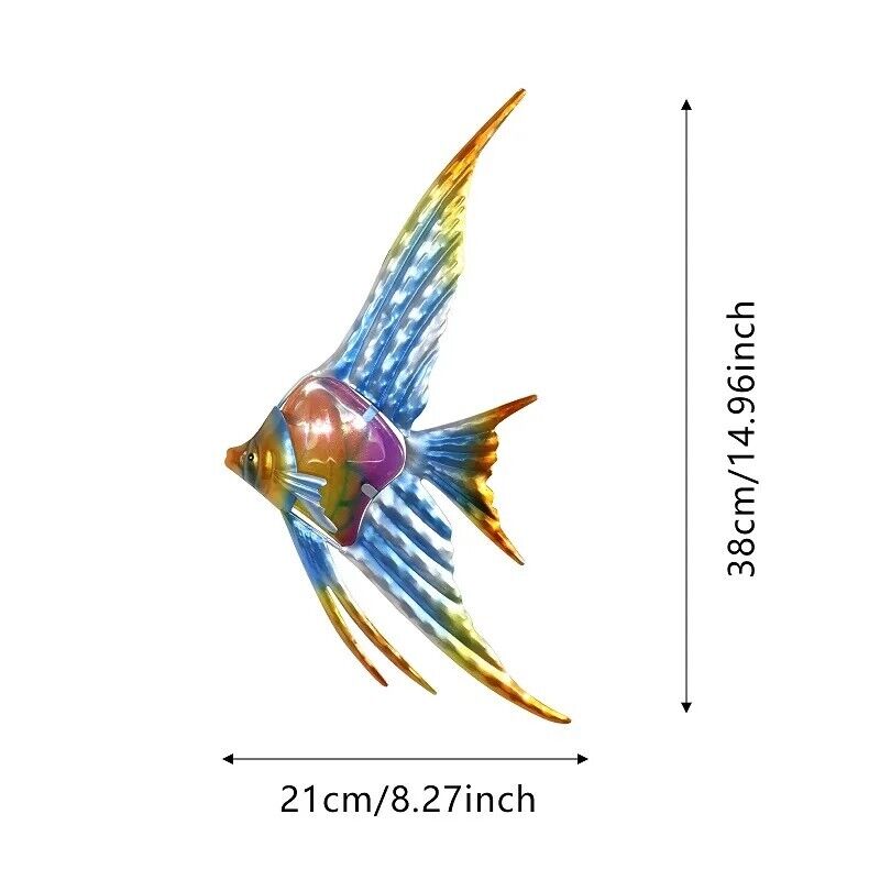 Angelfish Wall Decoration Art Metal Home Patio Exterior Outdoor Ornament 21x38cm