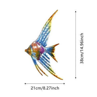 Angelfish Wall Decoration Art Metal Home Patio Exterior Outdoor Ornament 21x38cm