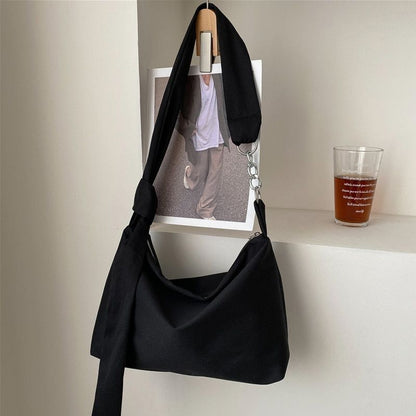 Black Crossbody Bags Handbag Solid Chain Knotted Straps Messenger Shoulder Bags