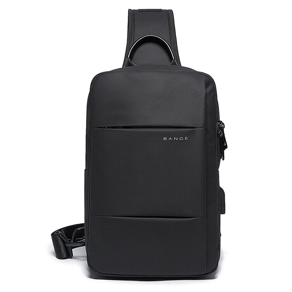 Fashion Men's Sling Backpack Oxford cloth Waterproof Crossbody Bag With USB Port