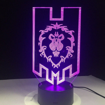 World of Warcraft 3D illusion LED Lamp Alliance Tribal Signs 7 color Night Light