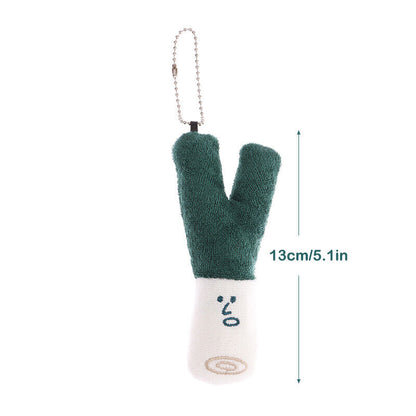 Green Onion Plush Toy Vegetable Pendant Stuffed Doll Keychain Bag Key Ring Decor