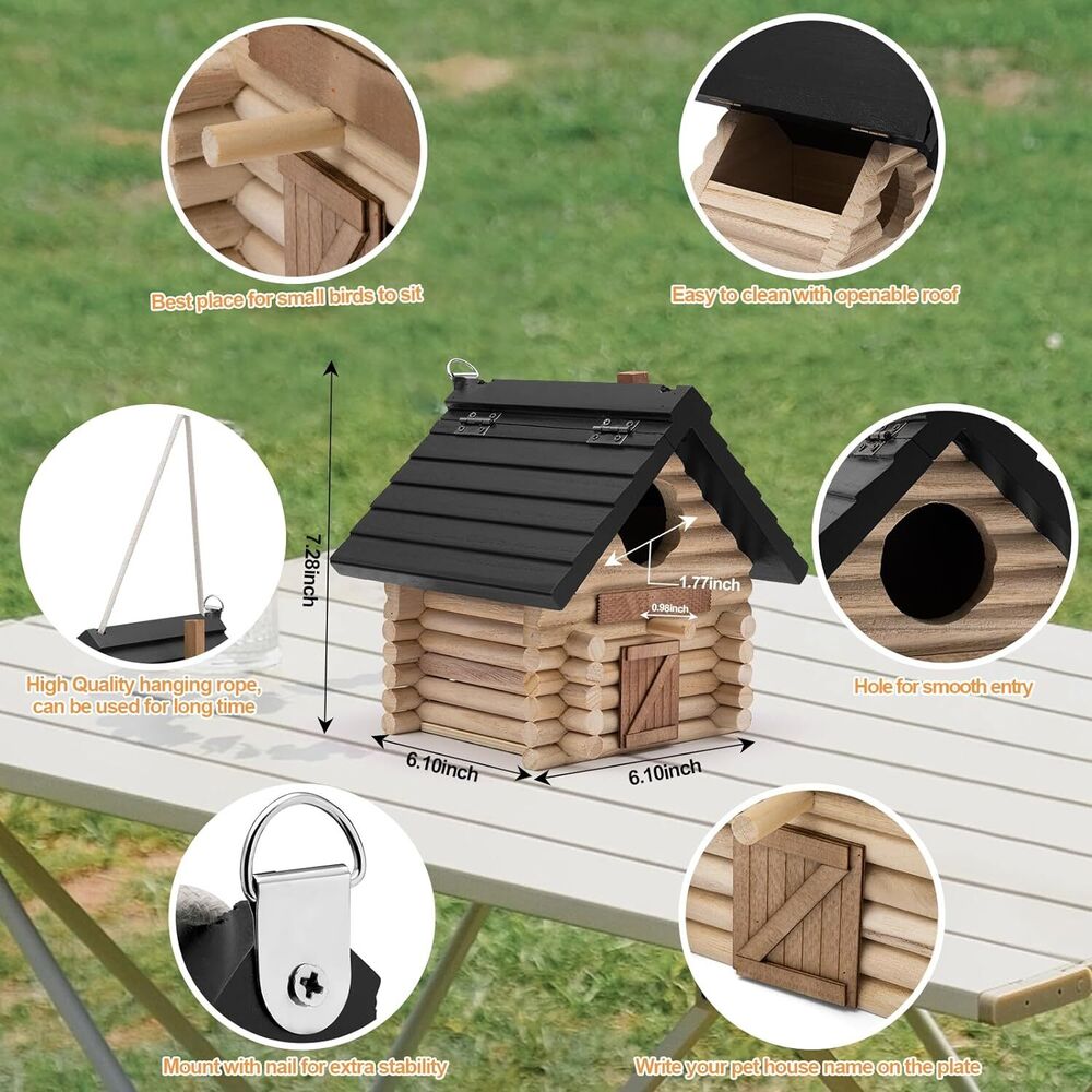 Wooden Outside Hummingbird House Bird Nesting Box Home Decor for Garden Light