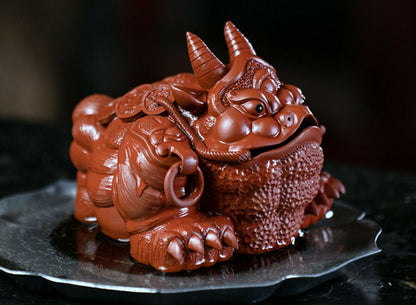 Chinese Yixing Handmade Zisha Clay Niu Jiao Jin Chan tea Pet Gongfu Tea Pet