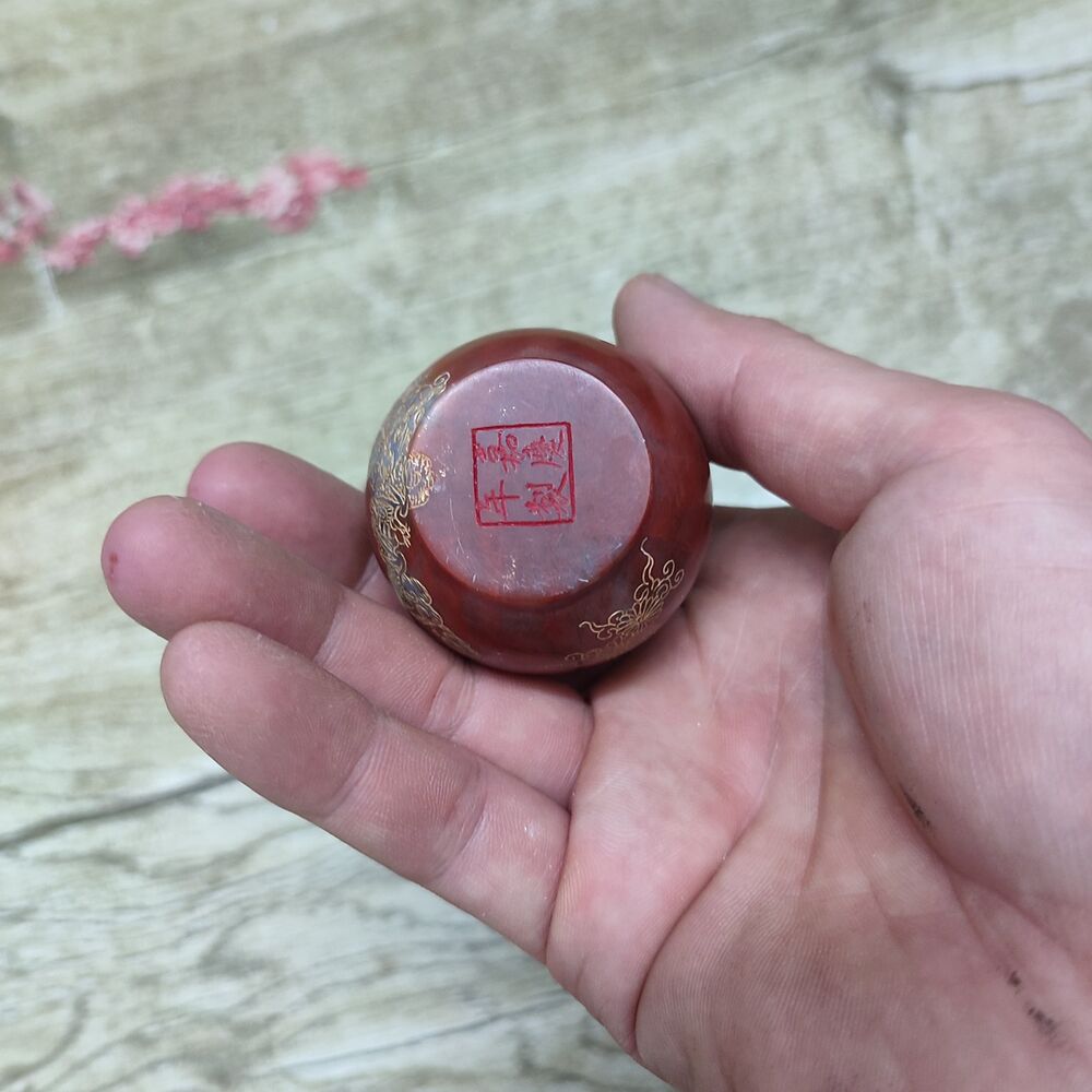 Old Beijing Collector Awesome Shoushan Stone Snuff Bottle Carved Gilding Flower