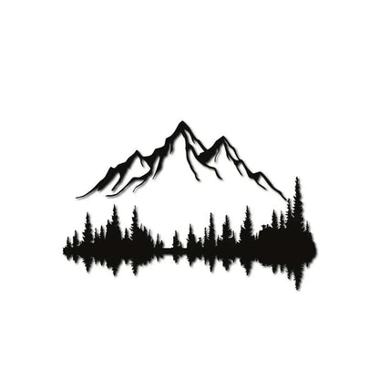 1pc Mountain And Forest Metal Wall Art, Hill And Trees Metal Wall Decor Nature