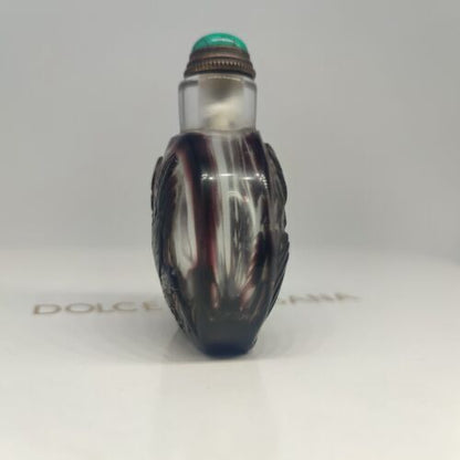 Peking Chinese Glaze Snuff Bottle Glass Carving Gifts Cute Animal Cock Statue