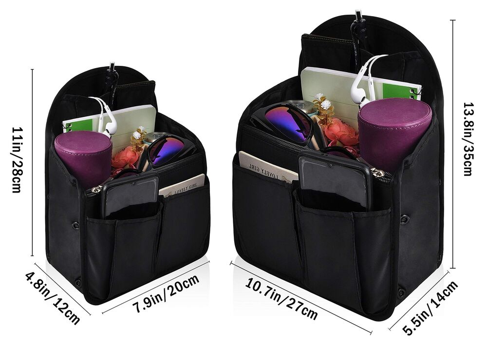 Vercord Backpack Organizer Insert Liner Hanging Travel Bag in Medium, Black