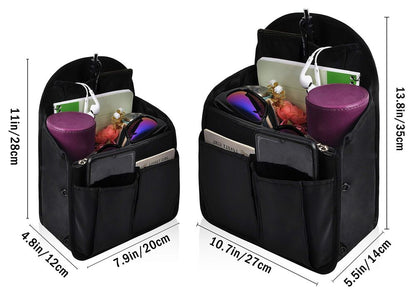 Vercord Backpack Organizer Insert Liner Hanging Travel Bag in Medium, Black